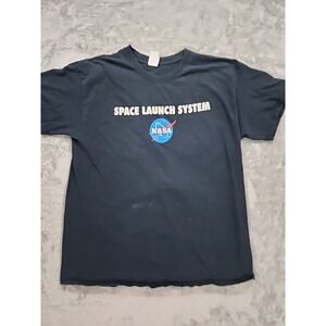 VINTAGE NASA Shirt Space‎ Launch System Medium Black Logo Gildan SLS Rocket